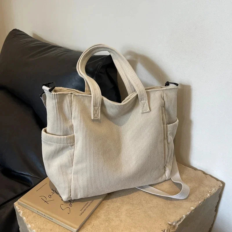 Sac à main rayé en velours côtelé pour femme