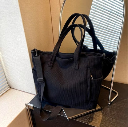 Sac à main rayé en velours côtelé