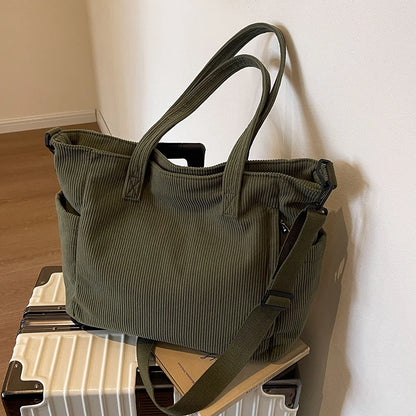 Sac à main rayé en velours côtelé pour femme